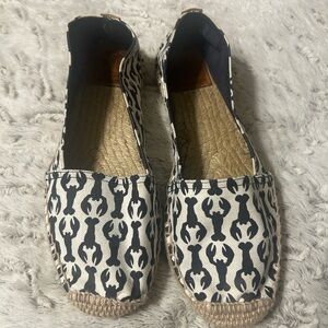 Tory Burch Navy and White Espadrilles